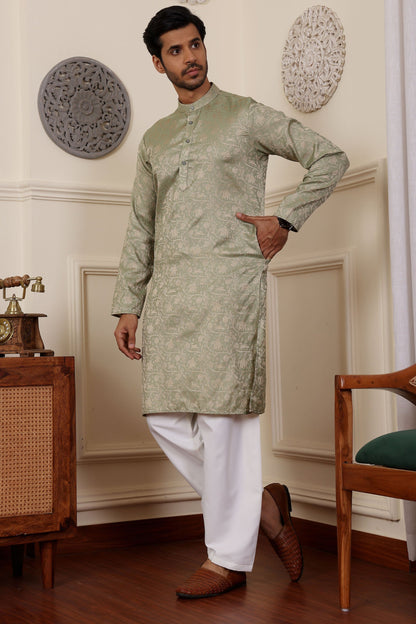 olive green kurta  festive ethnic styling
