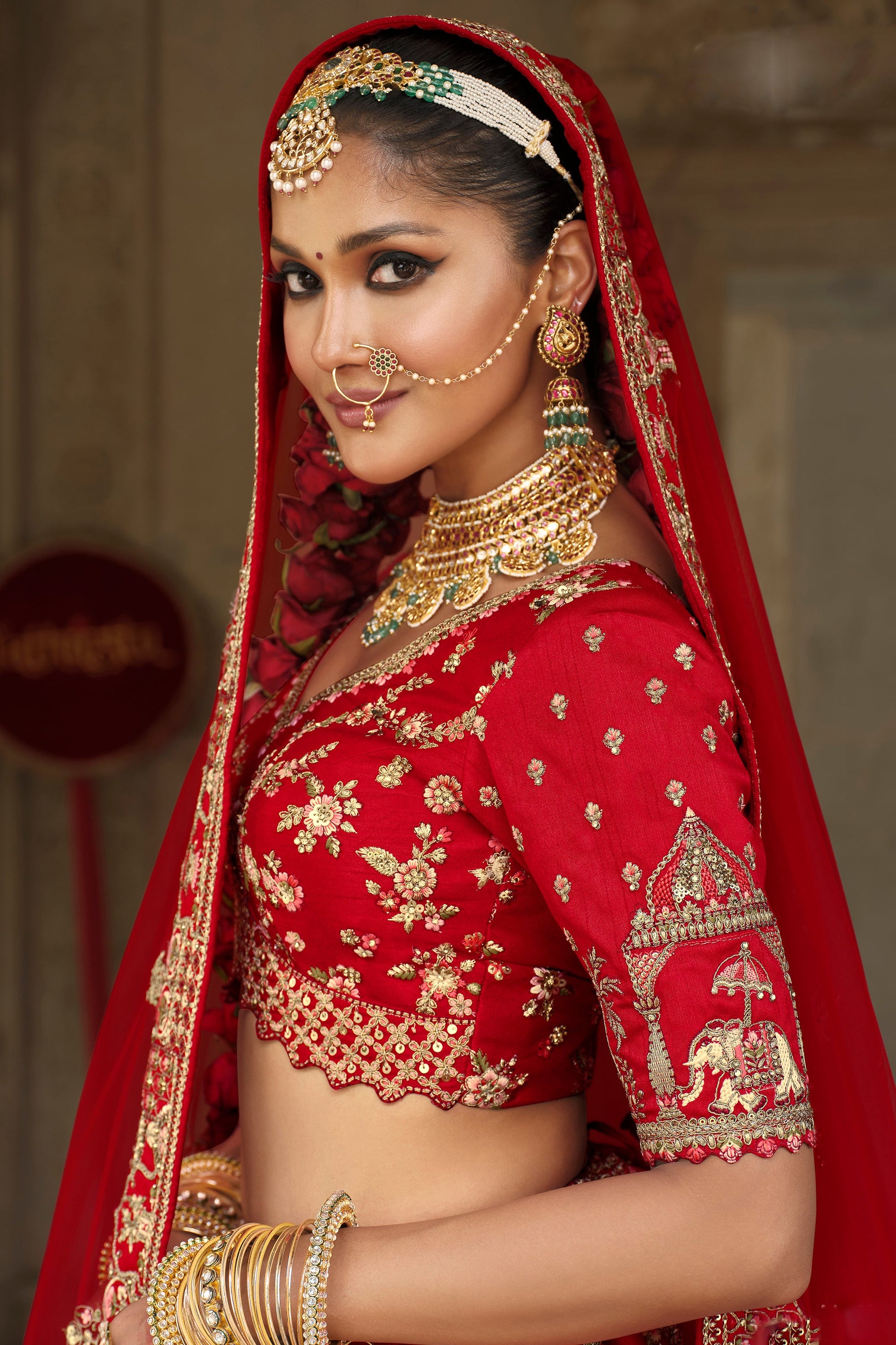 Designer Heavy Embroidery Work Bridal Lehenga Choli For Heavy Dupatta