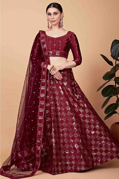 maroon lehenga,plus size available,Comfort Fit,Premium Fabric,Express Delivery.