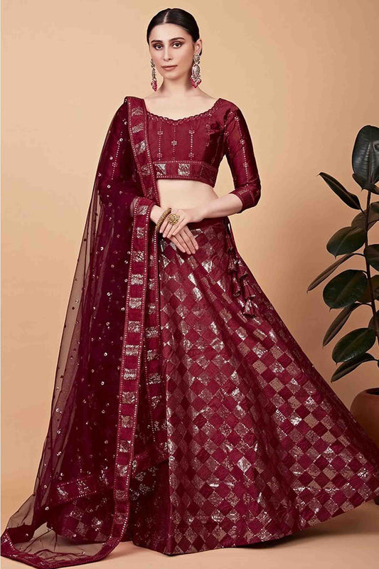 maroon lehenga,plus size available,Comfort Fit,Premium Fabric,Express Delivery.