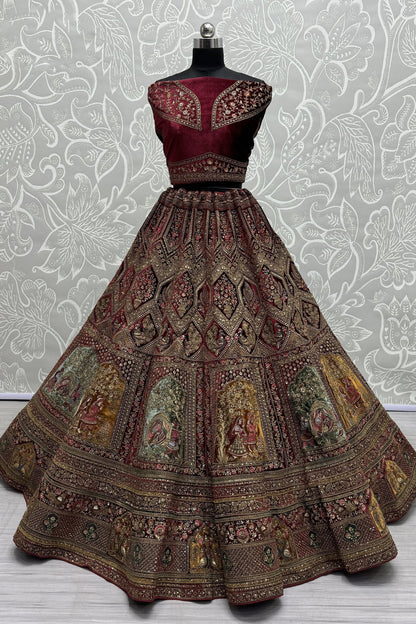 burgandy red lehenga,plus size available,Comfort Fit,Premium Fabric,Express Delivery.