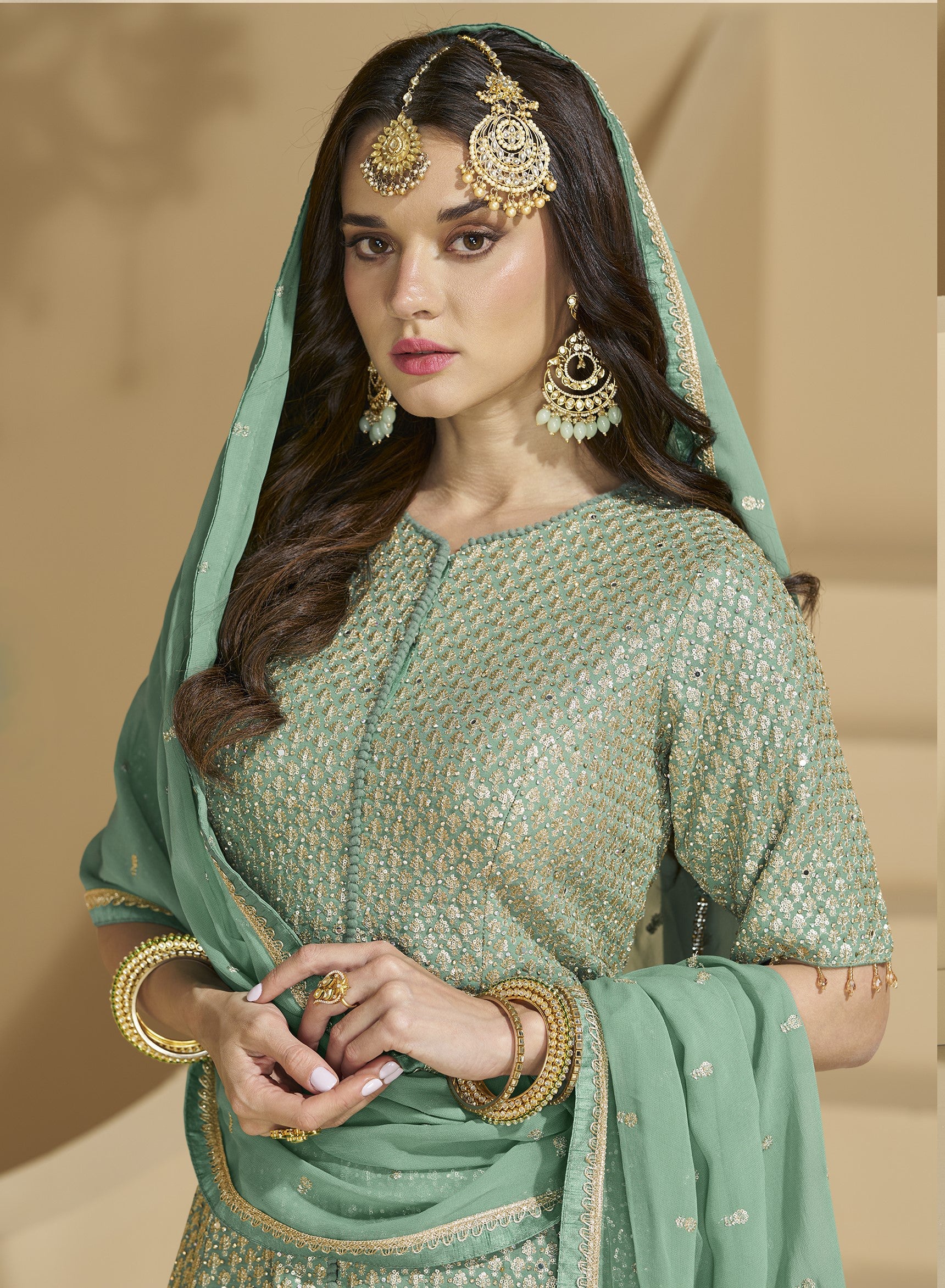 Green Lehenga for Eid â€“ Soft and elegant, just right for a festive prayer day. 