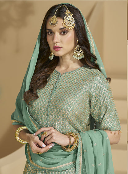 Green Lehenga for Eid â€“ Soft and elegant, just right for a festive prayer day. 