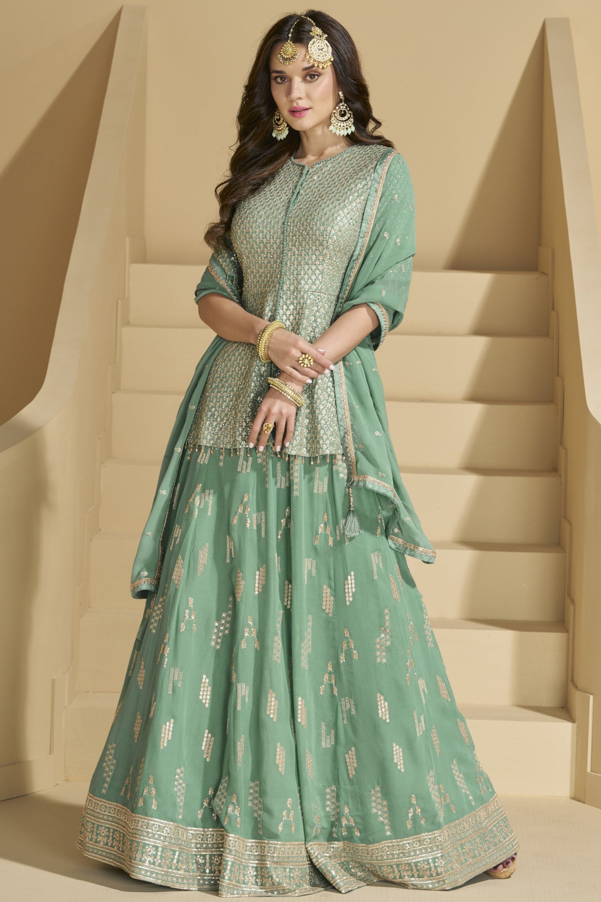 Green Lehenga for Eid â€“ Soft and elegant, just right for a festive prayer day. 