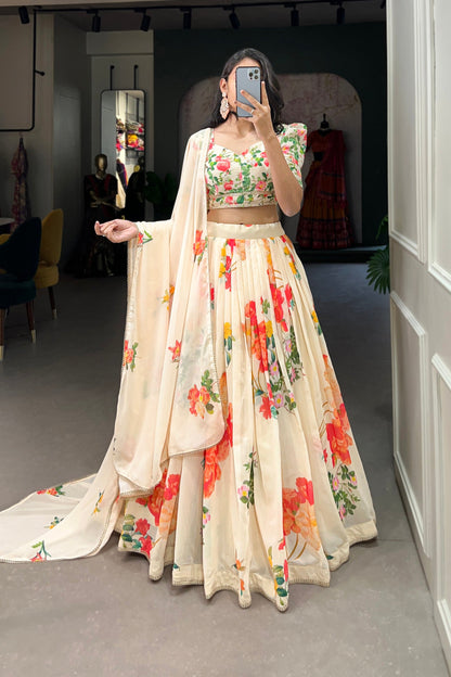 cream lehenga,plus size available,Comfort Fit,Premium Fabric,Express Delivery.