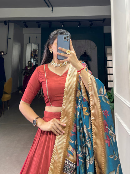 orange lehenga,plus size available,Comfort Fit,Premium Fabric,Express Delivery.