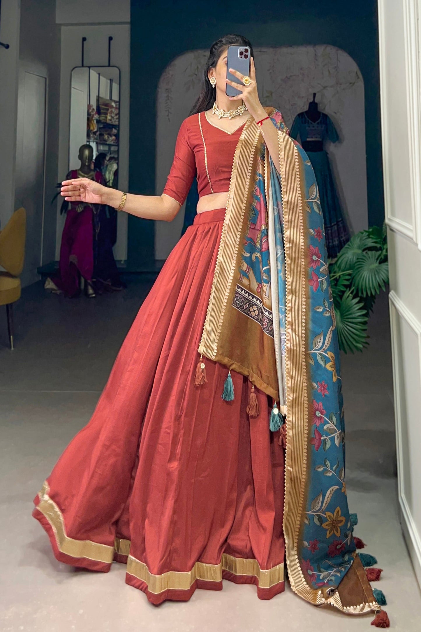 orange lehenga,plus size available,Comfort Fit,Premium Fabric,Express Delivery.