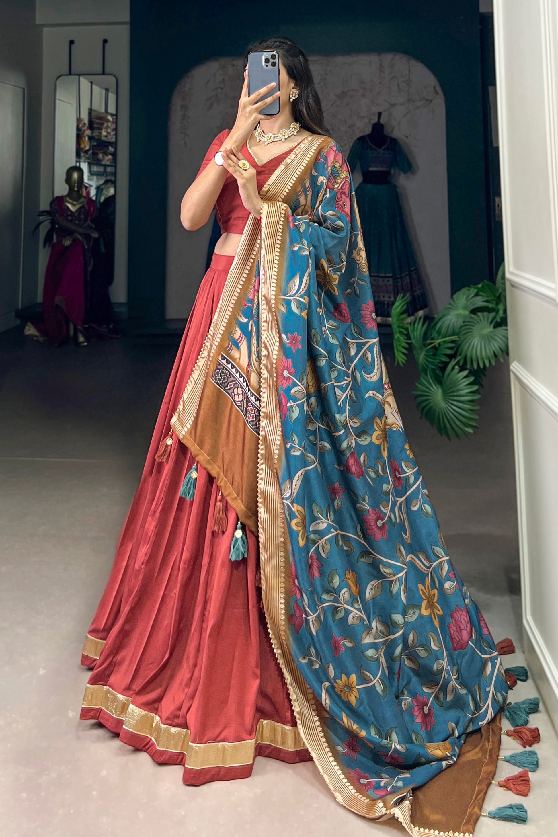 orange lehenga,plus size available,Comfort Fit,Premium Fabric,Express Delivery.