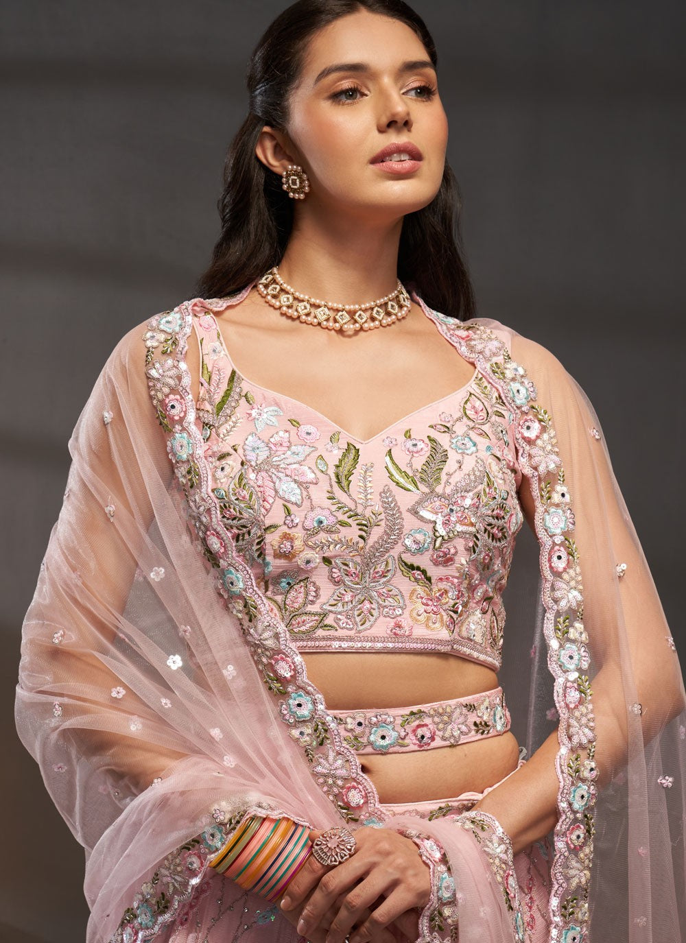 Pink Lehenga reflects charm and contemporary grace – made for cheerful gatherings and stylish daytime events. 