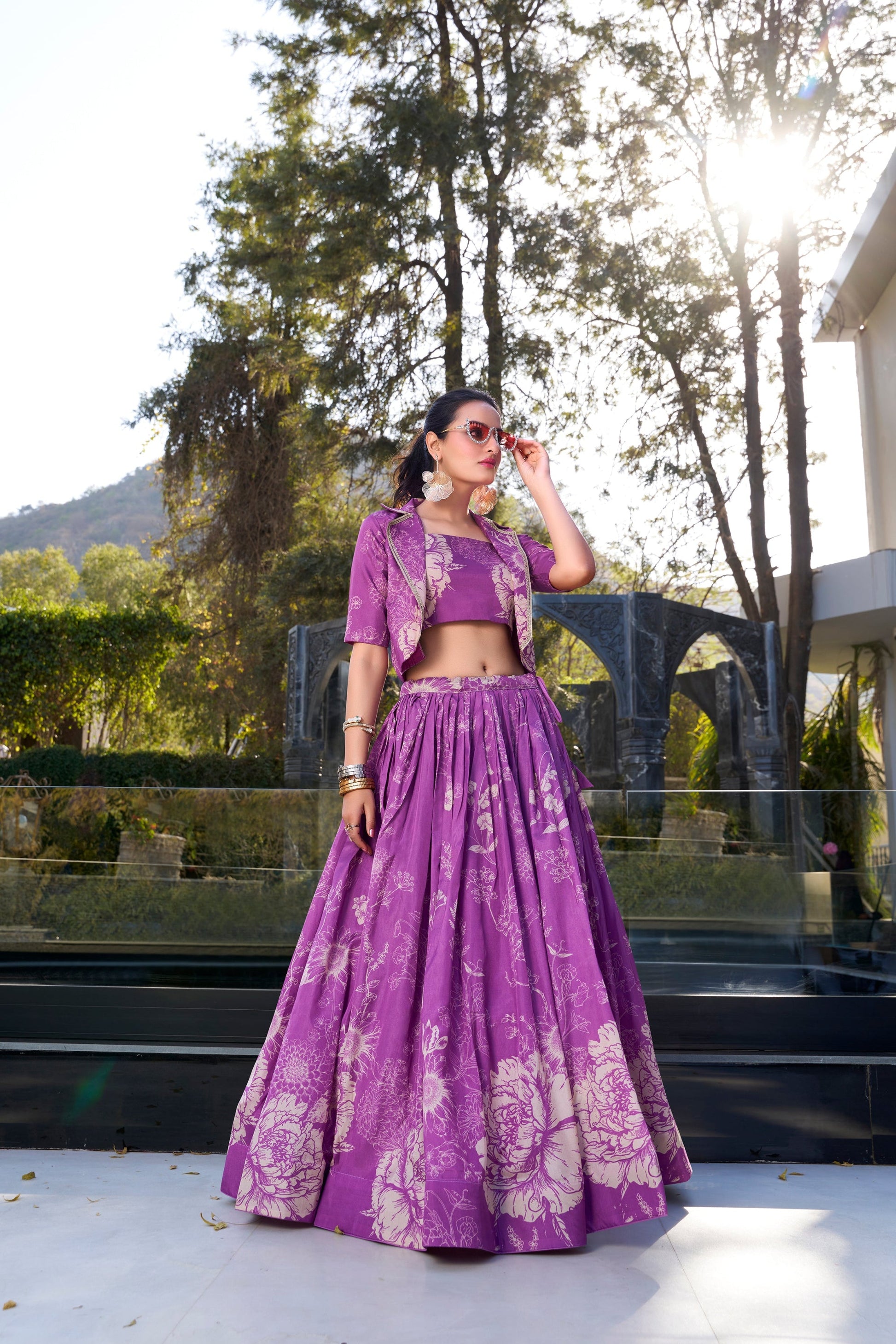 Purple Lehenga channels royalty and richness – perfect for opulent weddings, grand events, and statement looks. 