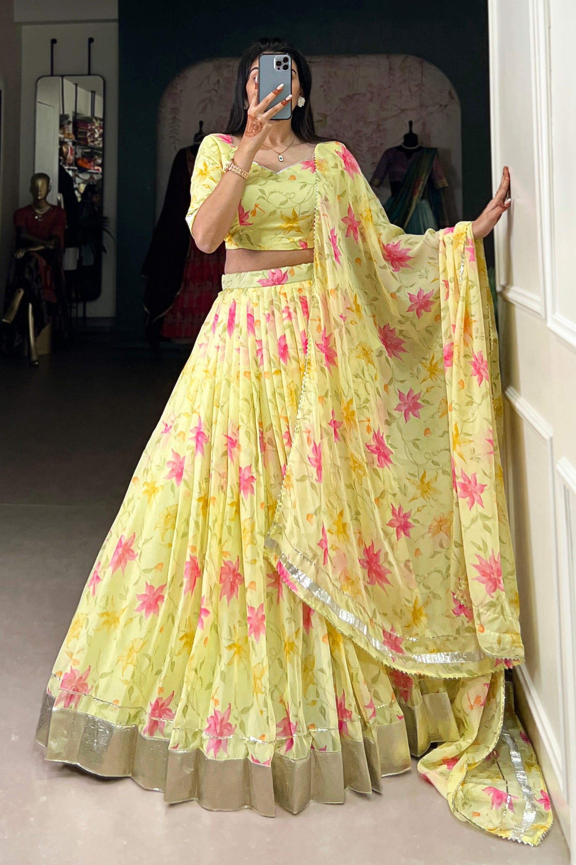 yellow lehenga,plus size available,Comfort Fit,Premium Fabric,Express Delivery.