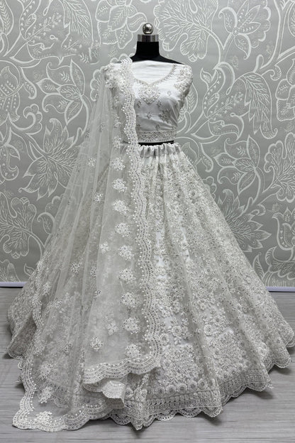 white lehenga,plus size available,Comfort Fit,Premium Fabric,Express Delivery.