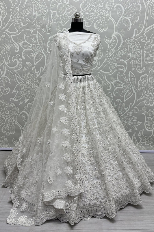 white lehenga,plus size available,Comfort Fit,Premium Fabric,Express Delivery.