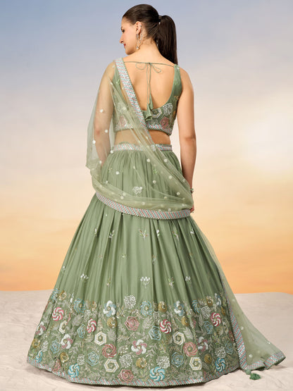 pastel green lehenga,plus size available,Comfort Fit,Premium Fabric,Express Delivery.
