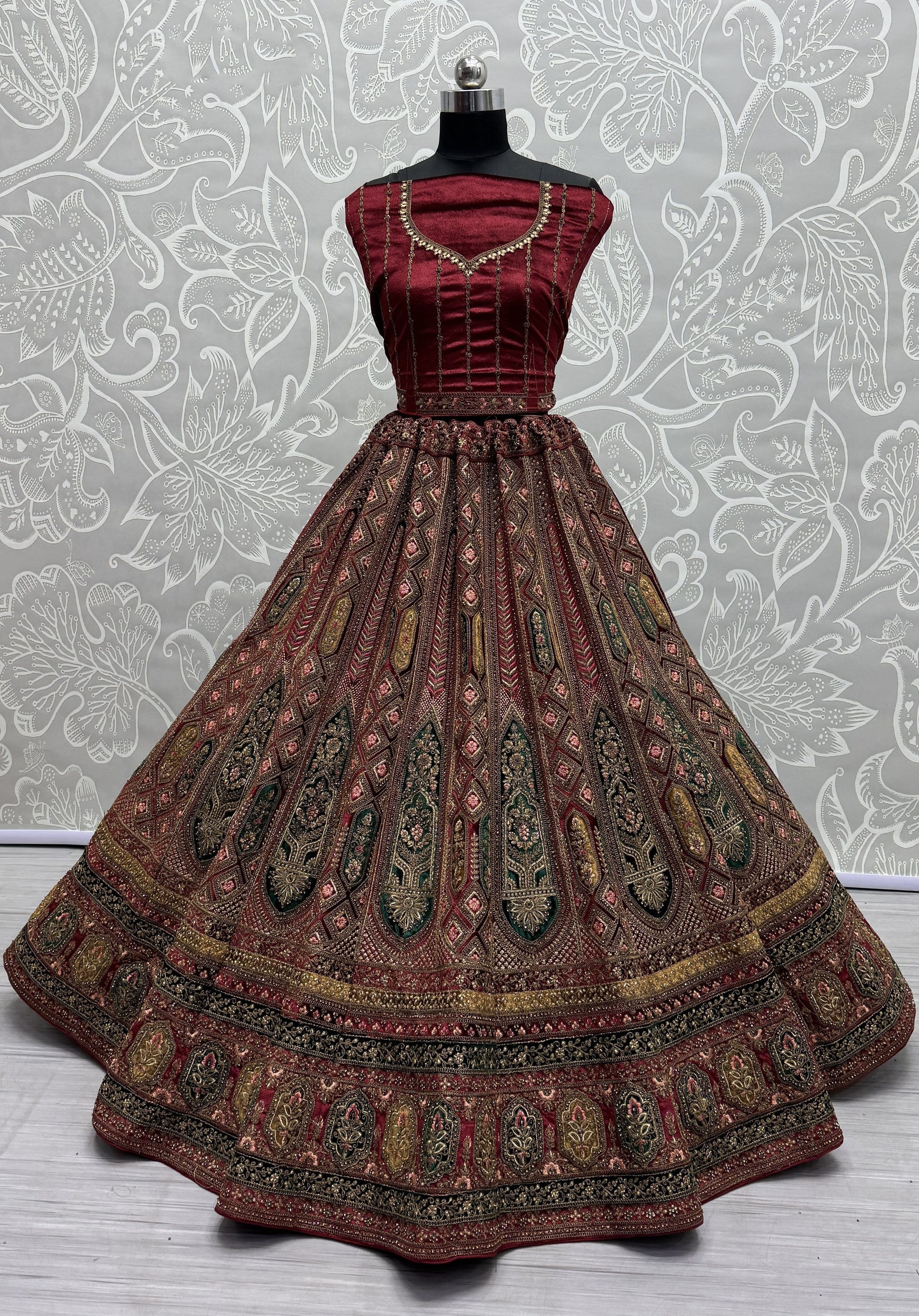 maroon lehenga,plus size available,Comfort Fit,Premium Fabric,Express Delivery.
