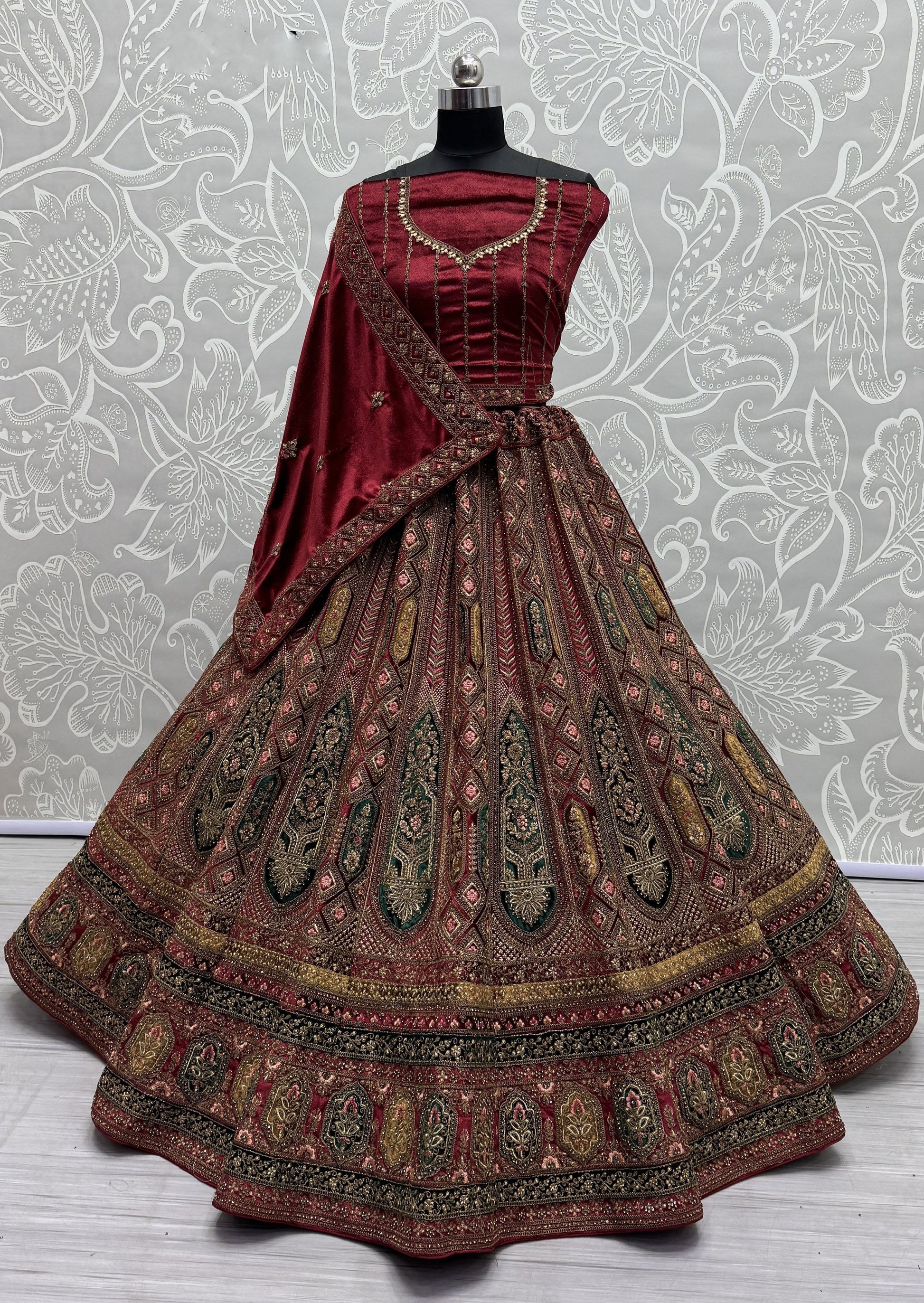 maroon lehenga,plus size available,Comfort Fit,Premium Fabric,Express Delivery.