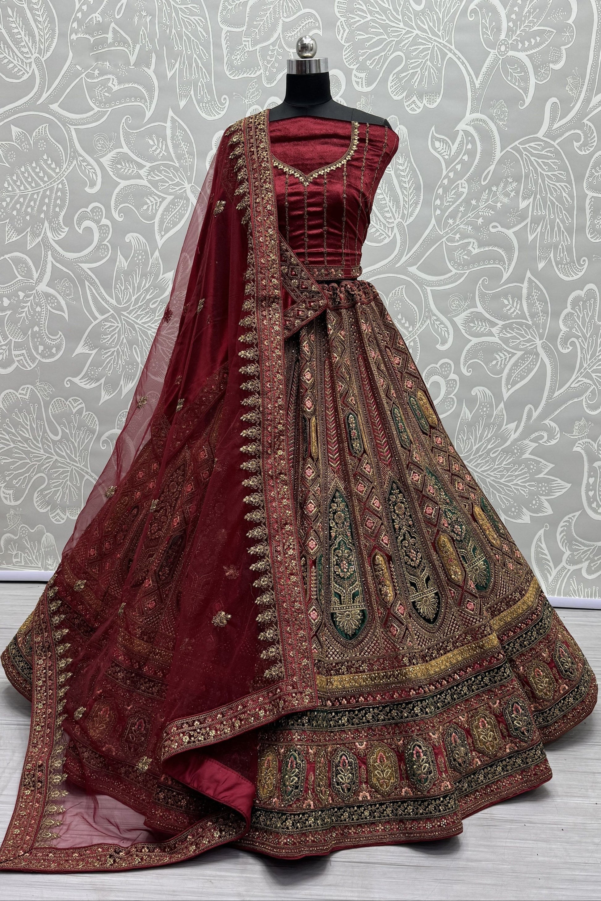 maroon lehenga,plus size available,Comfort Fit,Premium Fabric,Express Delivery.