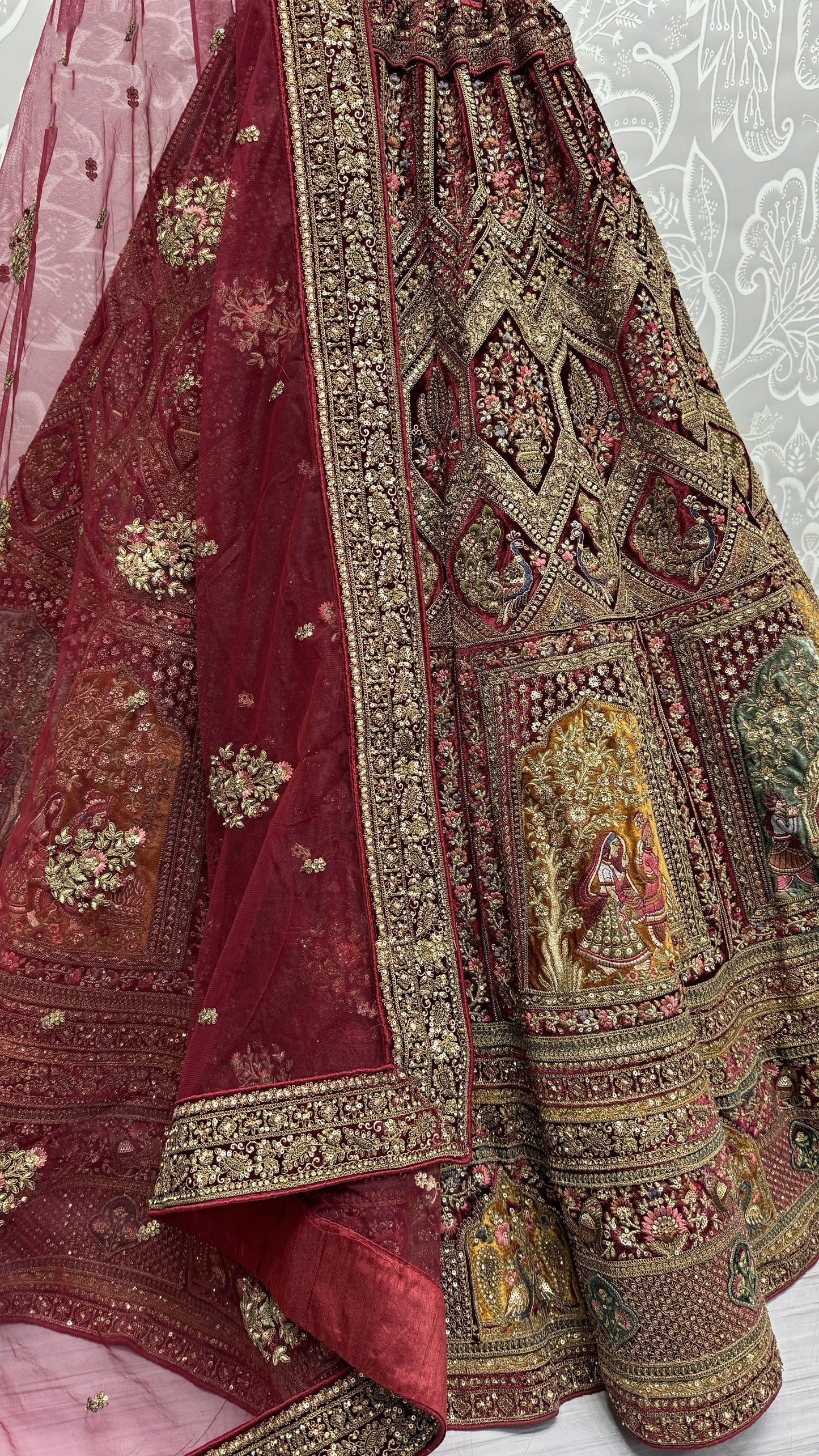 burgandy red lehenga,plus size available,Comfort Fit,Premium Fabric,Express Delivery.