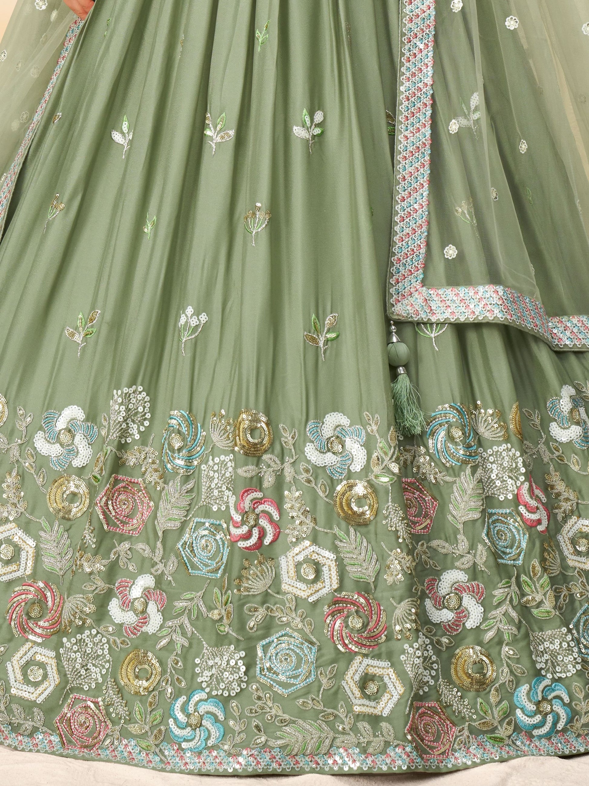 pastel green lehenga,plus size available,Comfort Fit,Premium Fabric,Express Delivery.