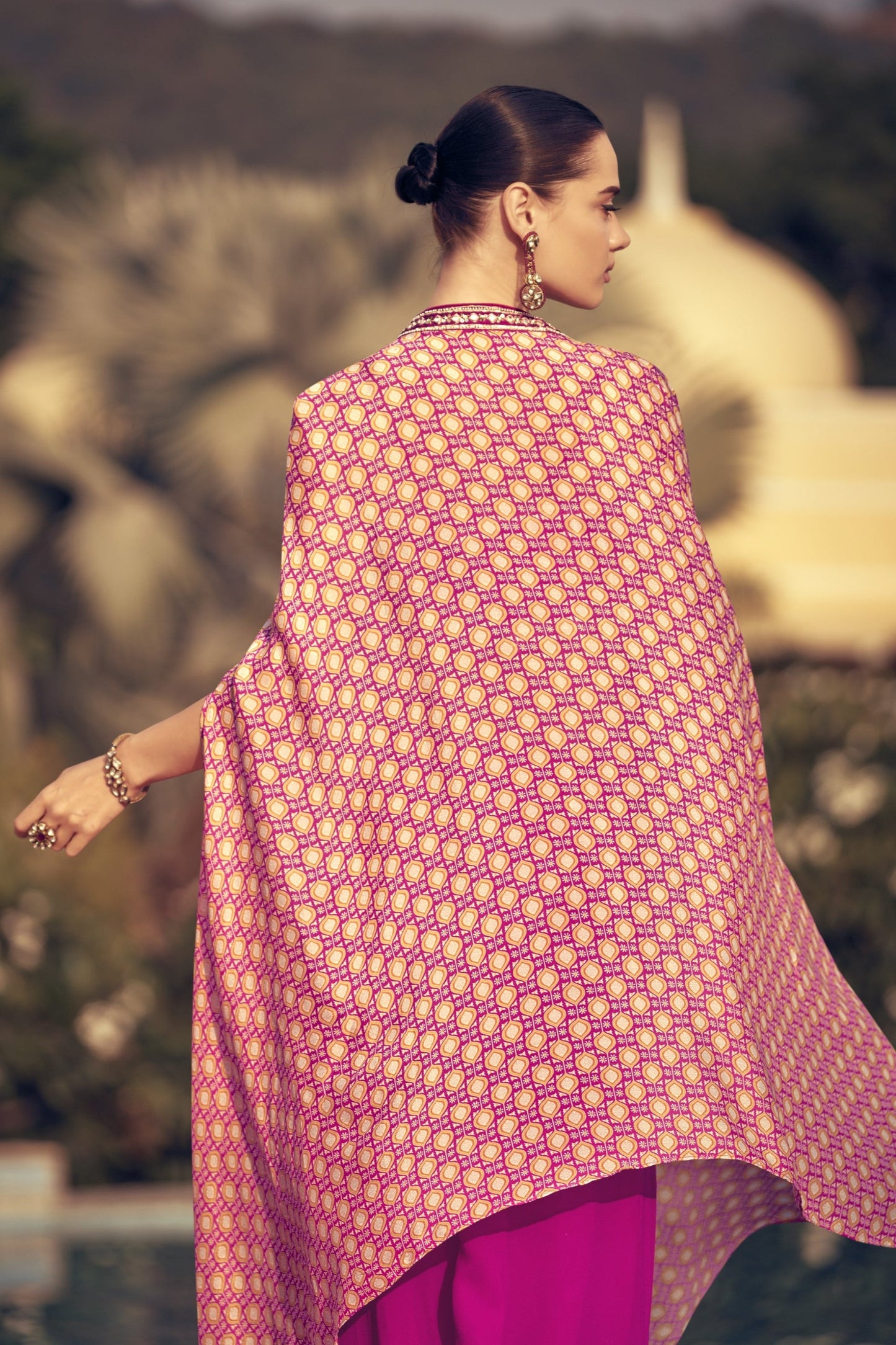 Pink color lehenga in Chinon silk fabric, featuring a soft flowy texture and elegant finish, perfect for festive and wedding occasions. 