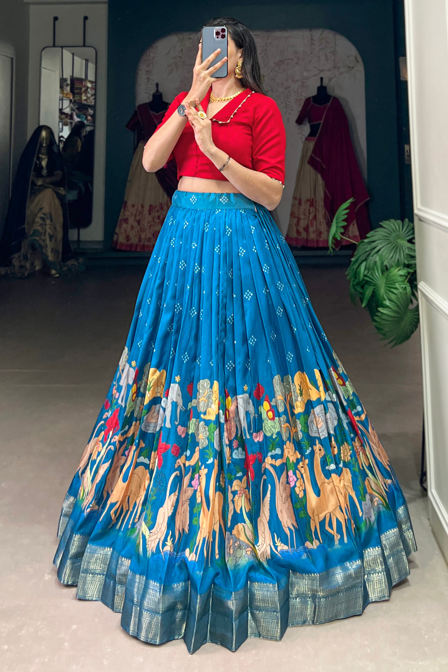 blue lehenga,plus size available,Comfort Fit,Premium Fabric,Express Delivery.