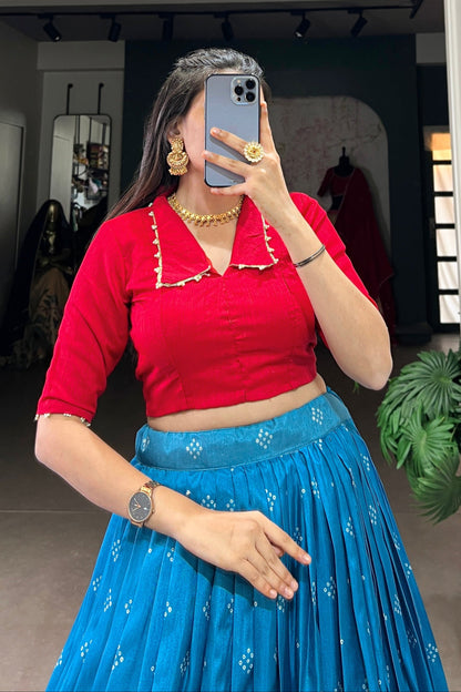 blue lehenga,plus size available,Comfort Fit,Premium Fabric,Express Delivery.