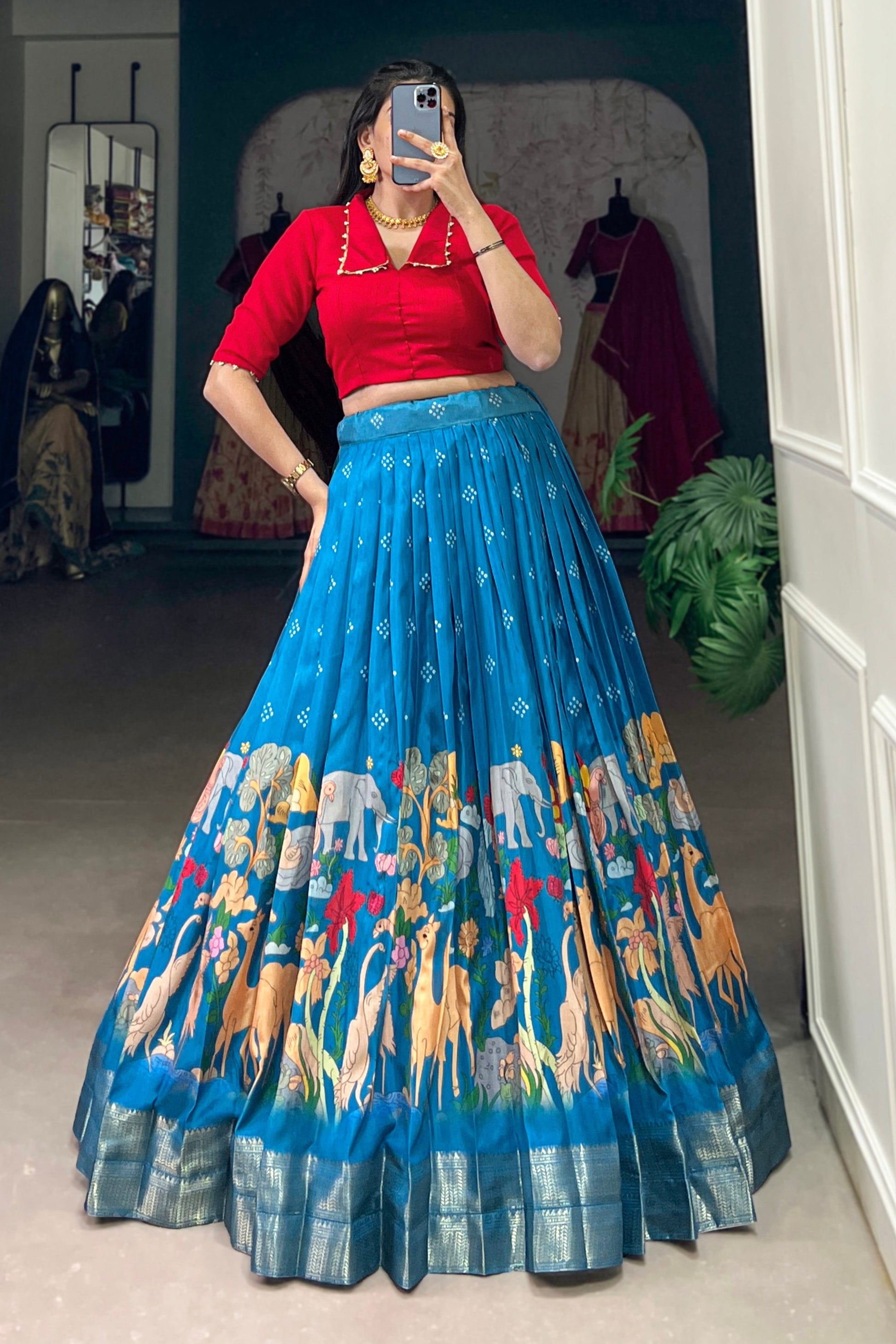 blue lehenga,plus size available,Comfort Fit,Premium Fabric,Express Delivery.