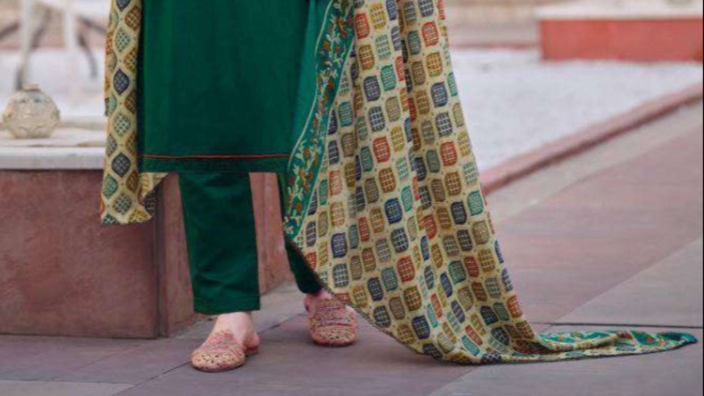 Mehndi Function Wear Dark Green color salwar kameez Suits with Dupatta 