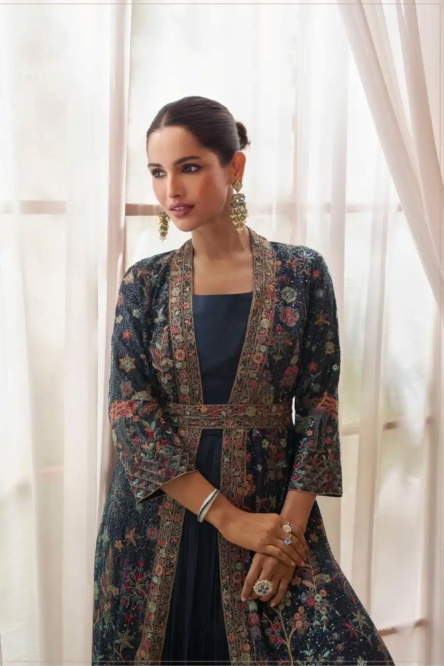 Blue Trendy Jacket Style Wedding Look Anarkali Suit