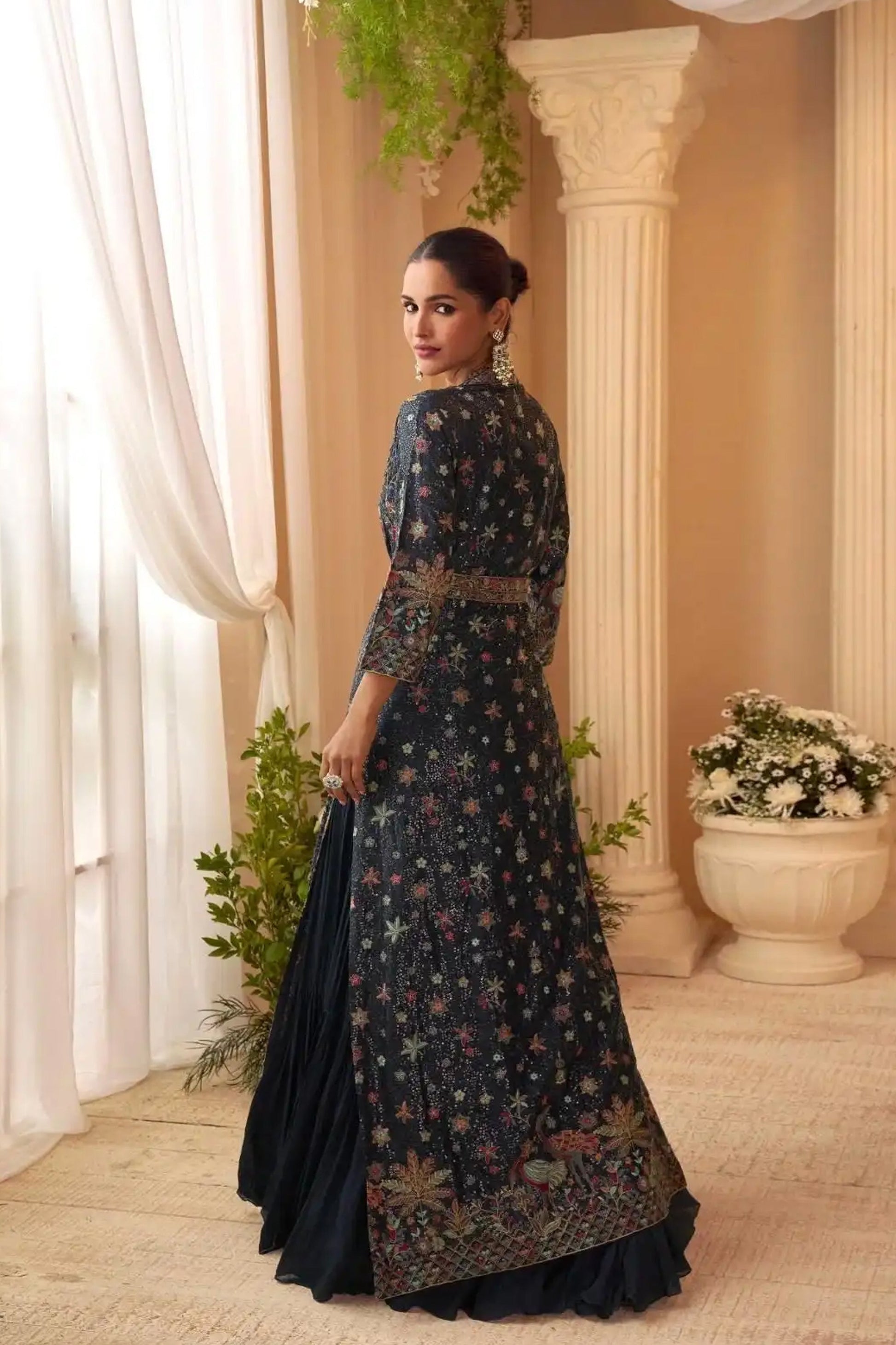 Blue Trendy Jacket Style Wedding Look Anarkali Suit