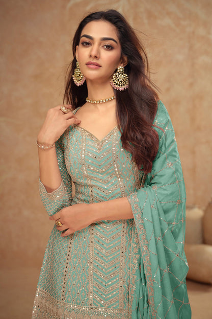 Sky Blue Wedding Palazzo Suit 