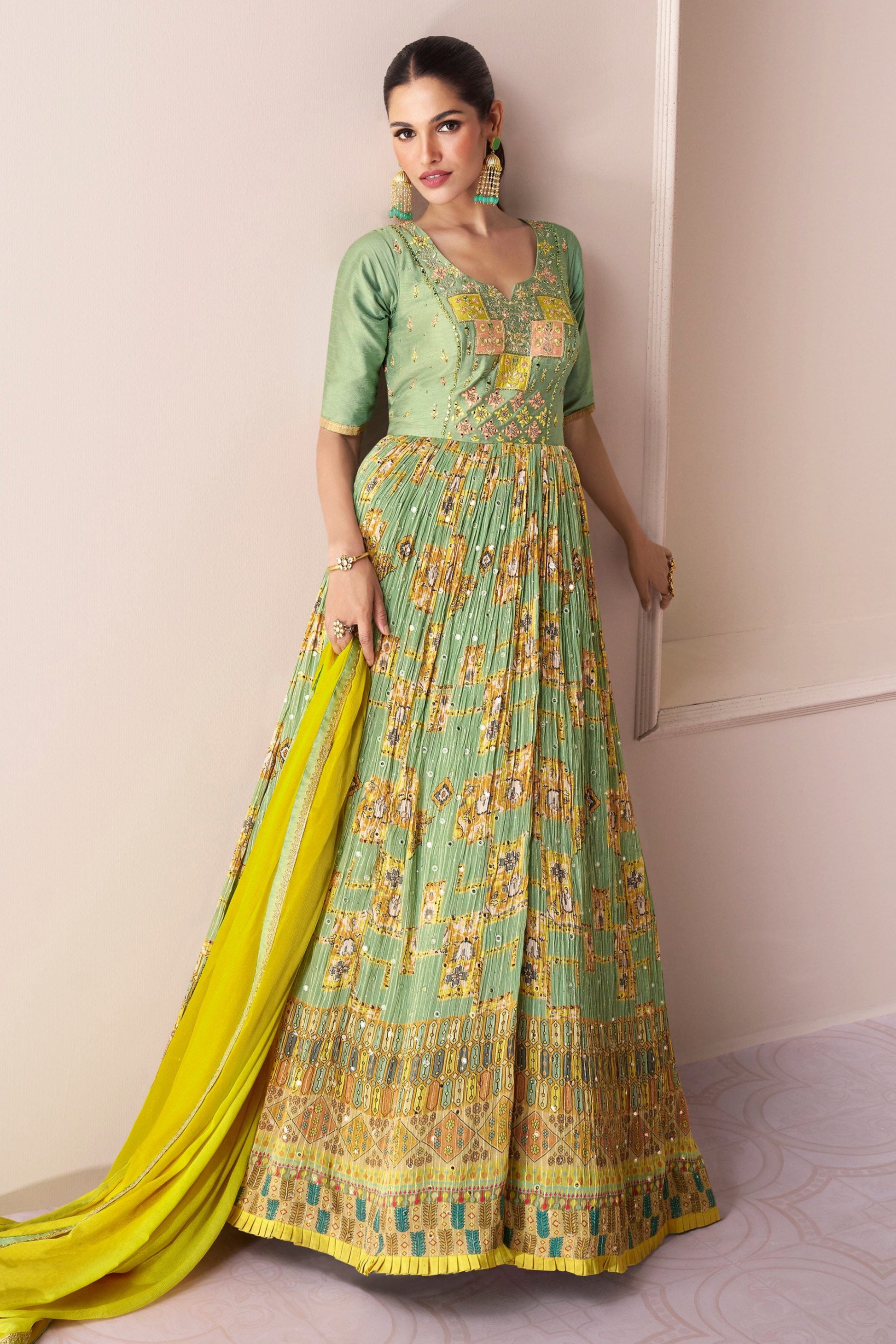 Indian Wedding Anarkali Dressâ€‹ With Dupatta For Wedding Reception USA
