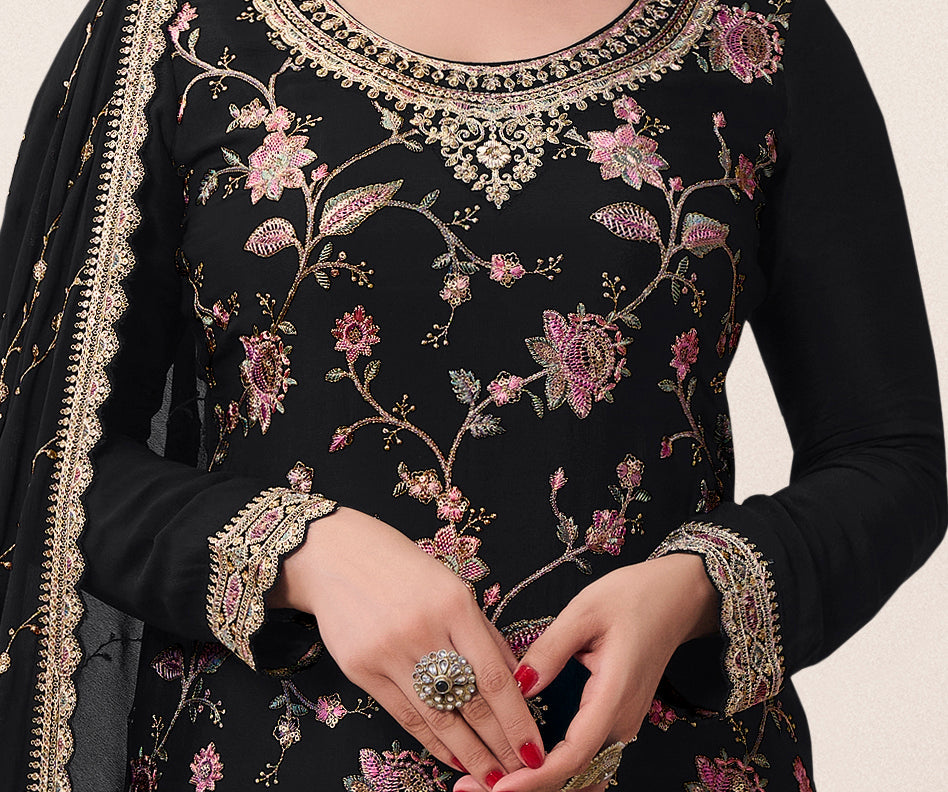 Pakistani Designer Floral Printed Palazzo Dress 