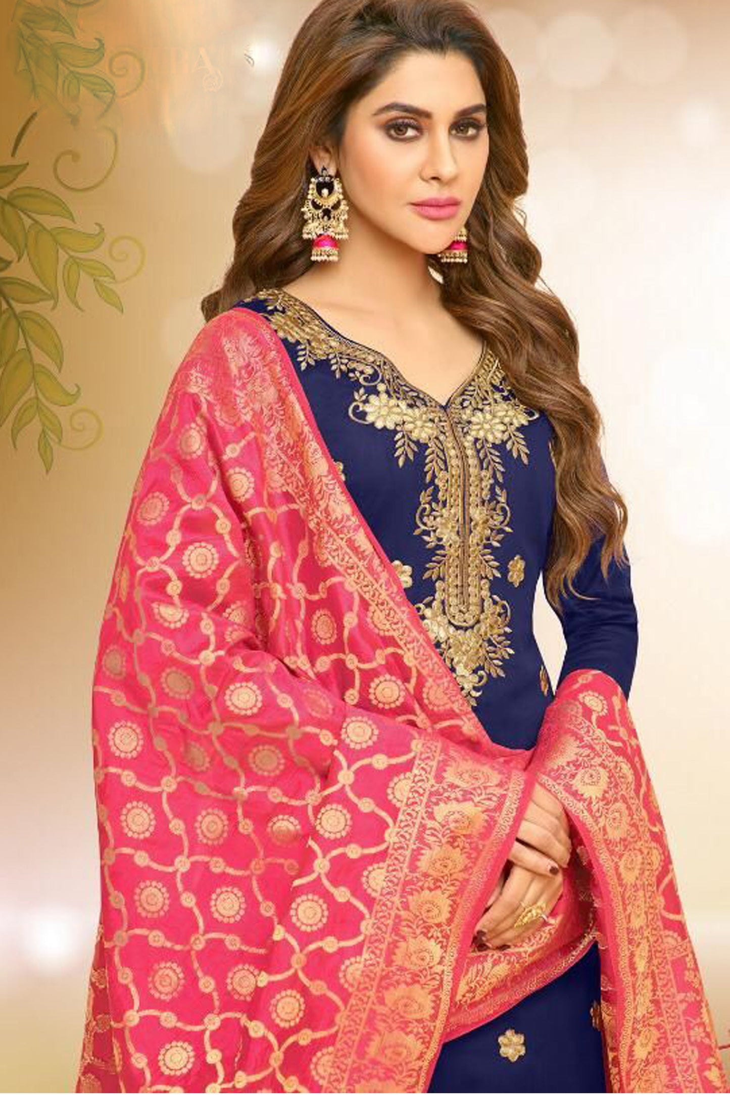 Patiala suit showcasing traditional gota detailing