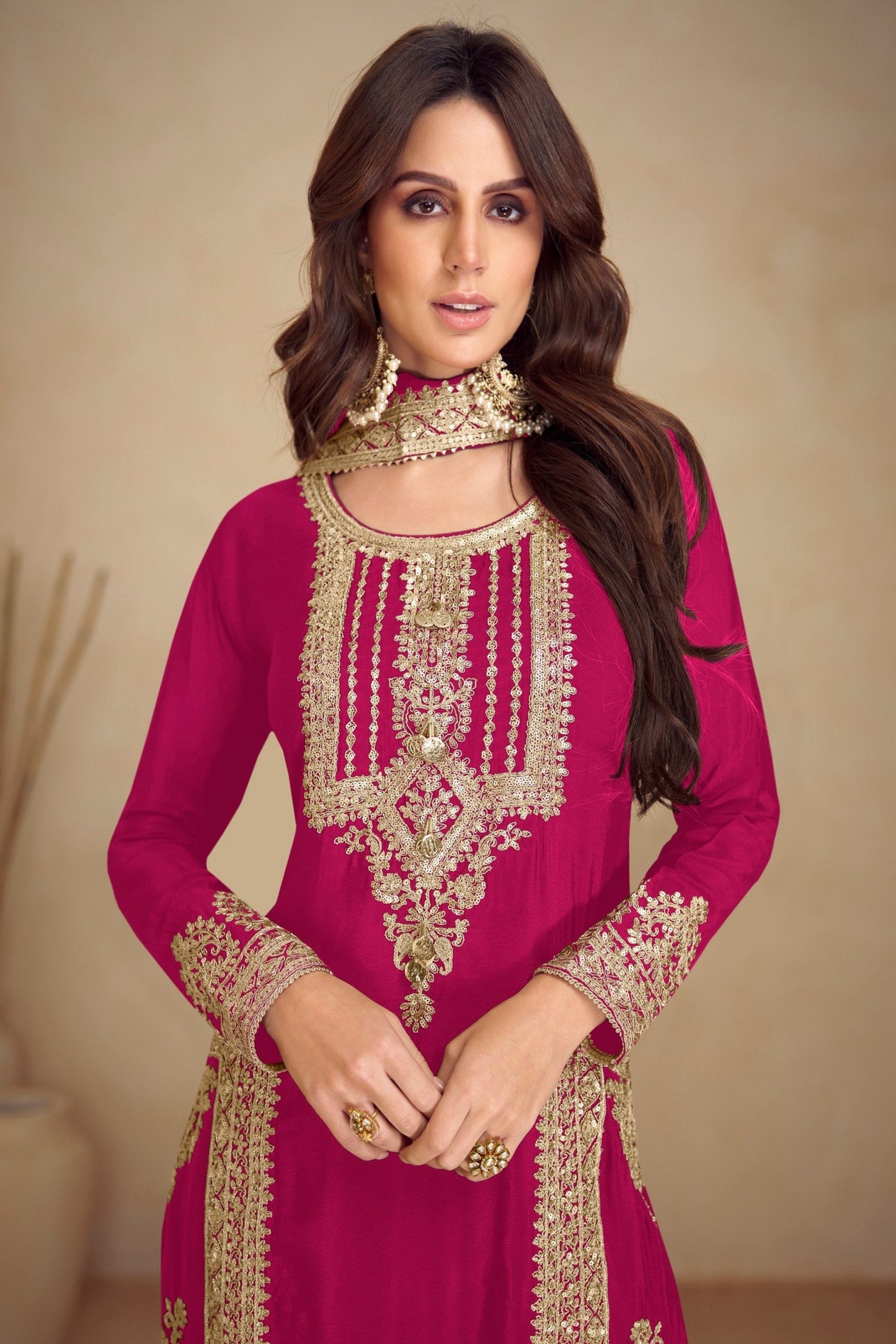 Pink Salwar Kameez Complete Set With Dupatta - Ready To Wear Traditional Outfit 