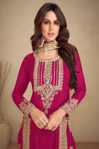 Pink Salwar Kameez Complete Set With Dupatta - Ready To Wear Traditional Outfit 