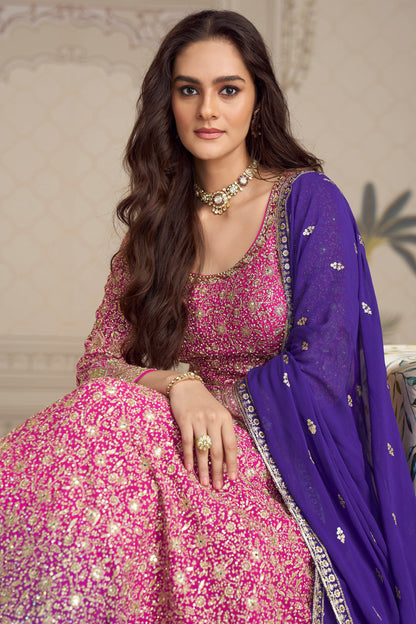 Pakistani Eid Party Wear Heavy Embroidery Worked Anarkali Gown Dupatta Suit for Women's Wear