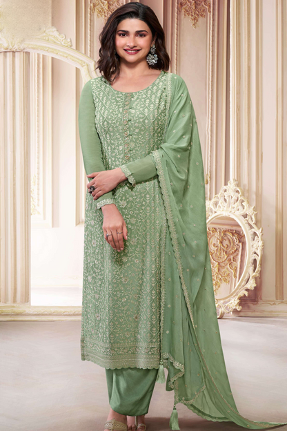 Pistachio green salwar suit salwar full front view