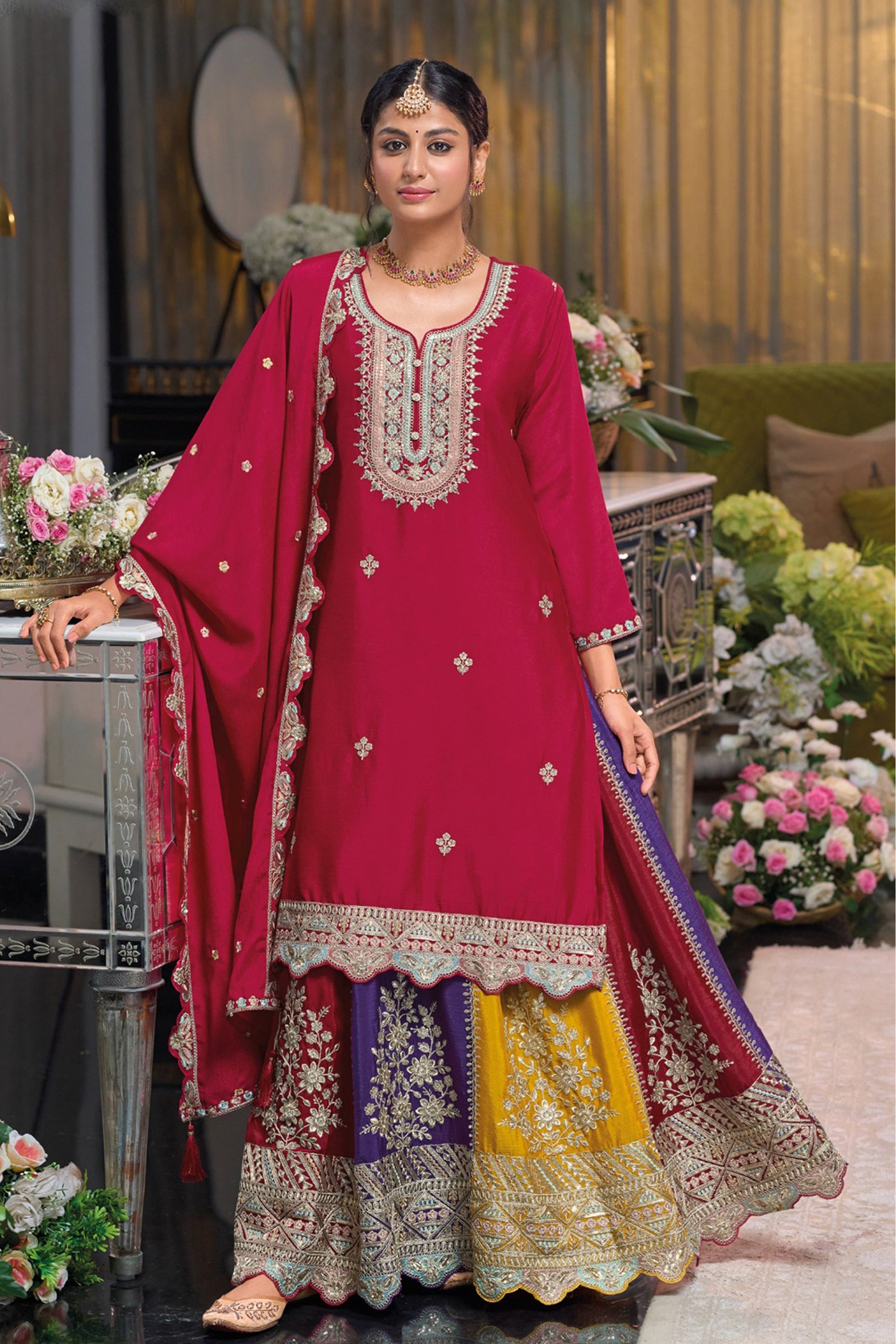 Designer Anarkali suits online with fast shipping USA 
