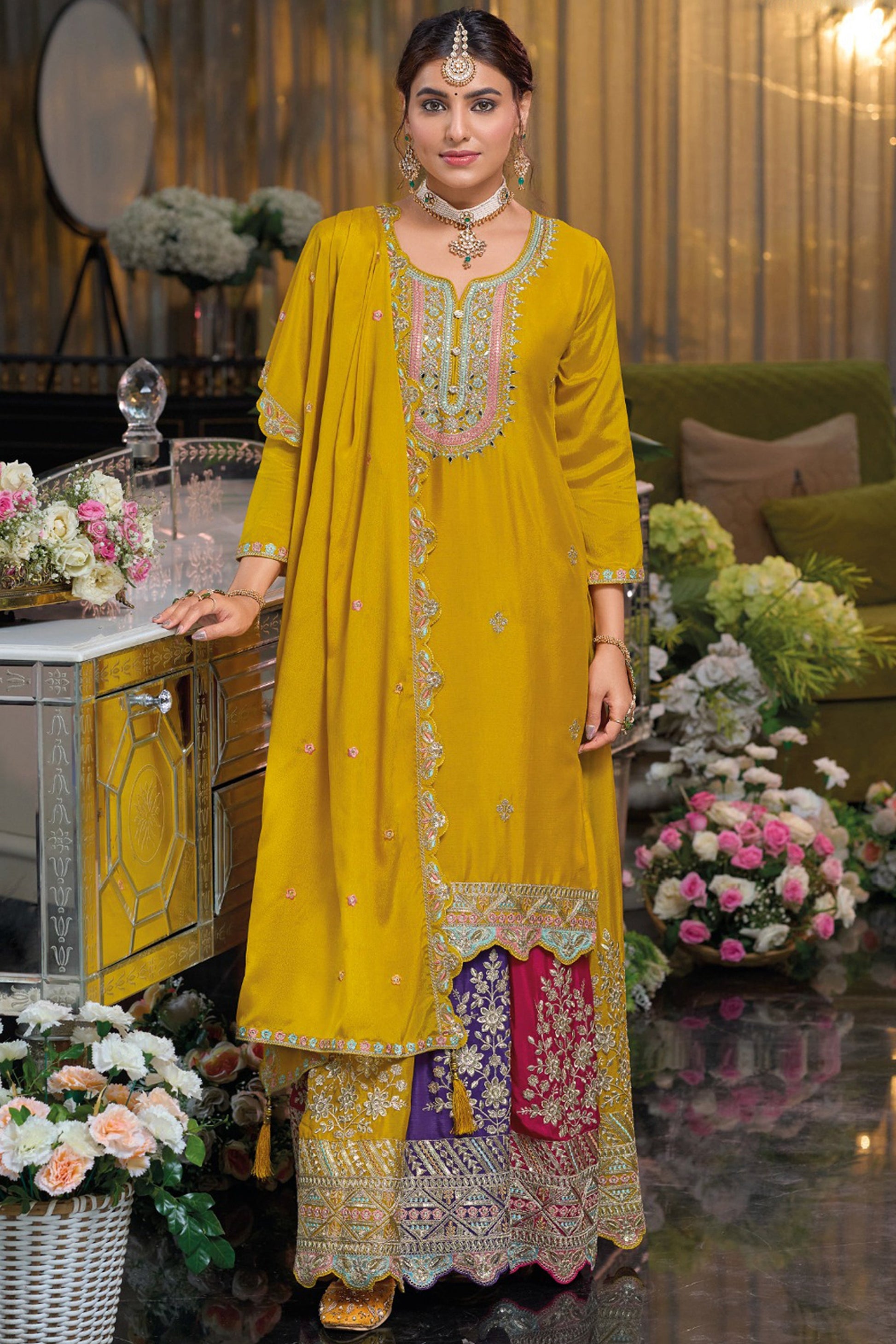 Bridal wear Anarkali with dupatta USA 
