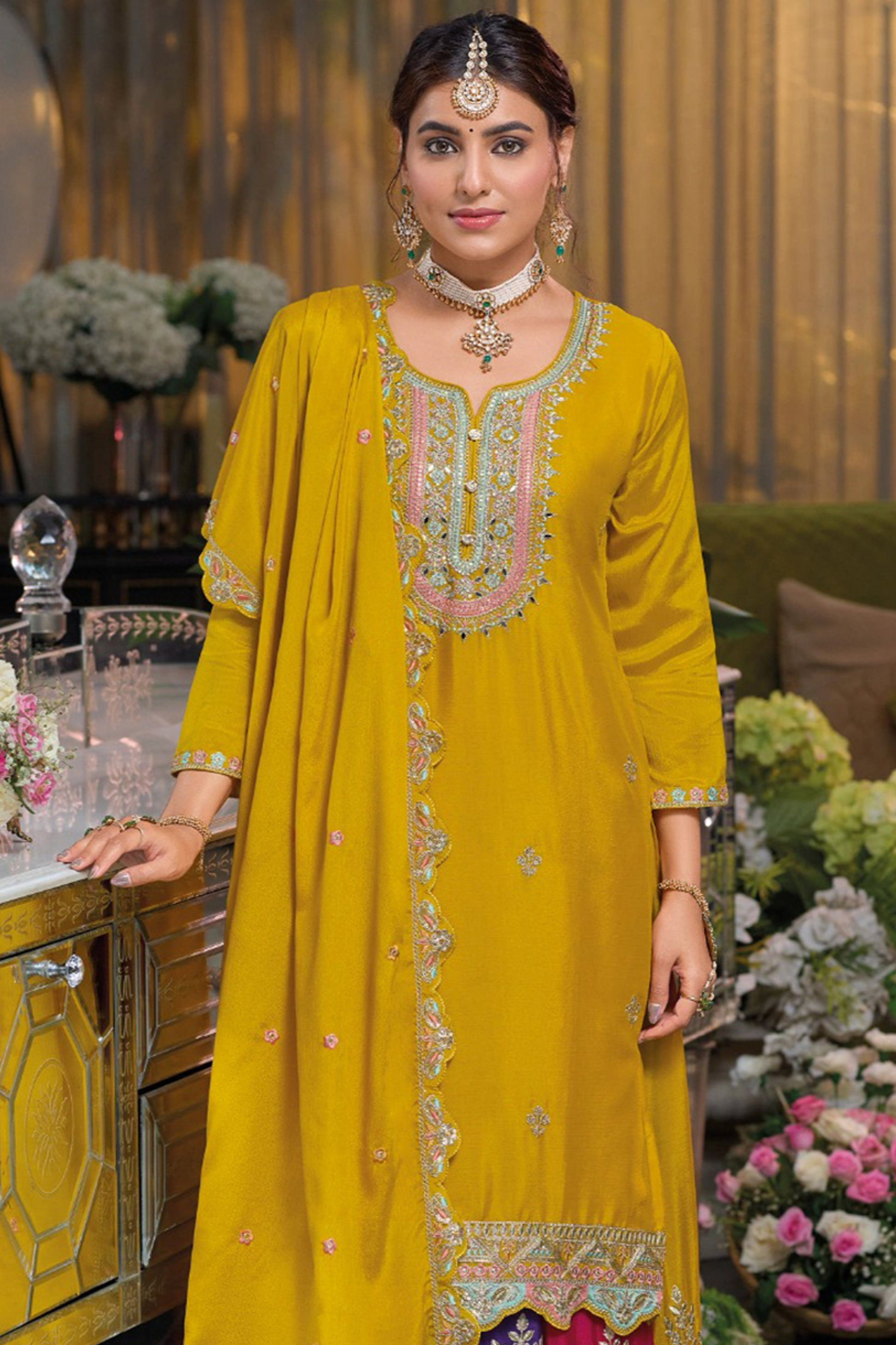 Bridal wear Anarkali with dupatta USA 