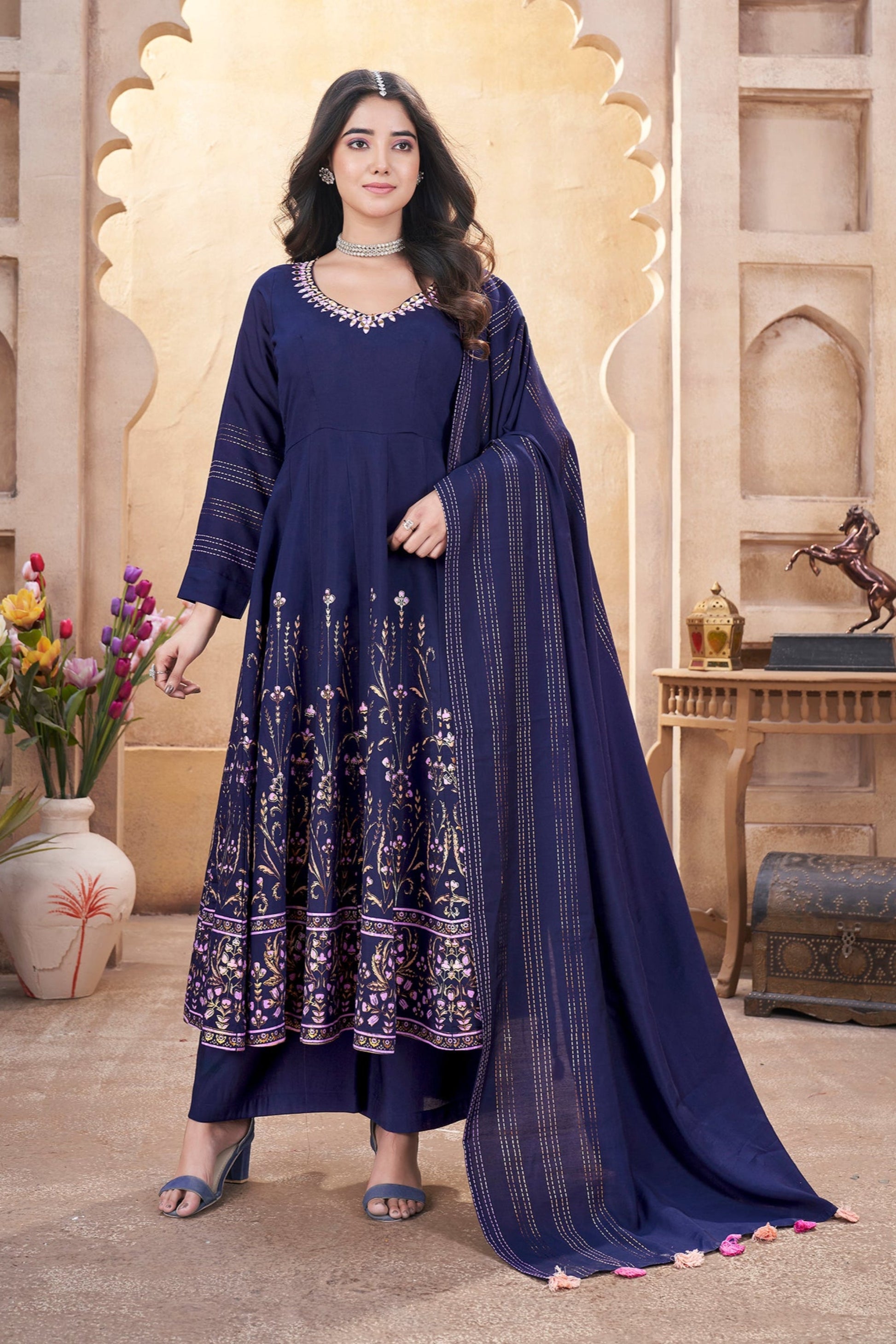 Heavy embroidered Anarkali suit for women USA