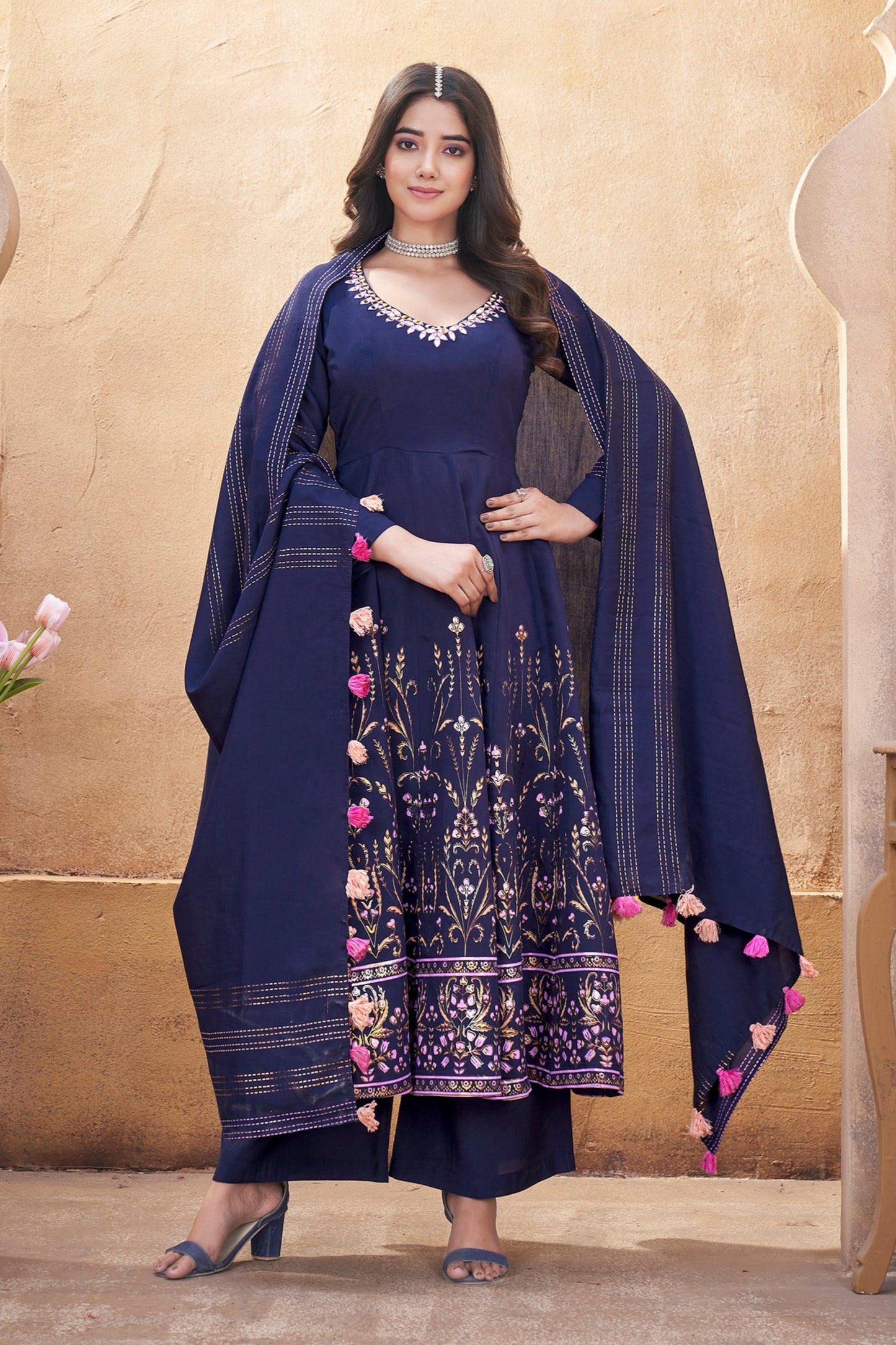 Heavy embroidered Anarkali suit for women USA