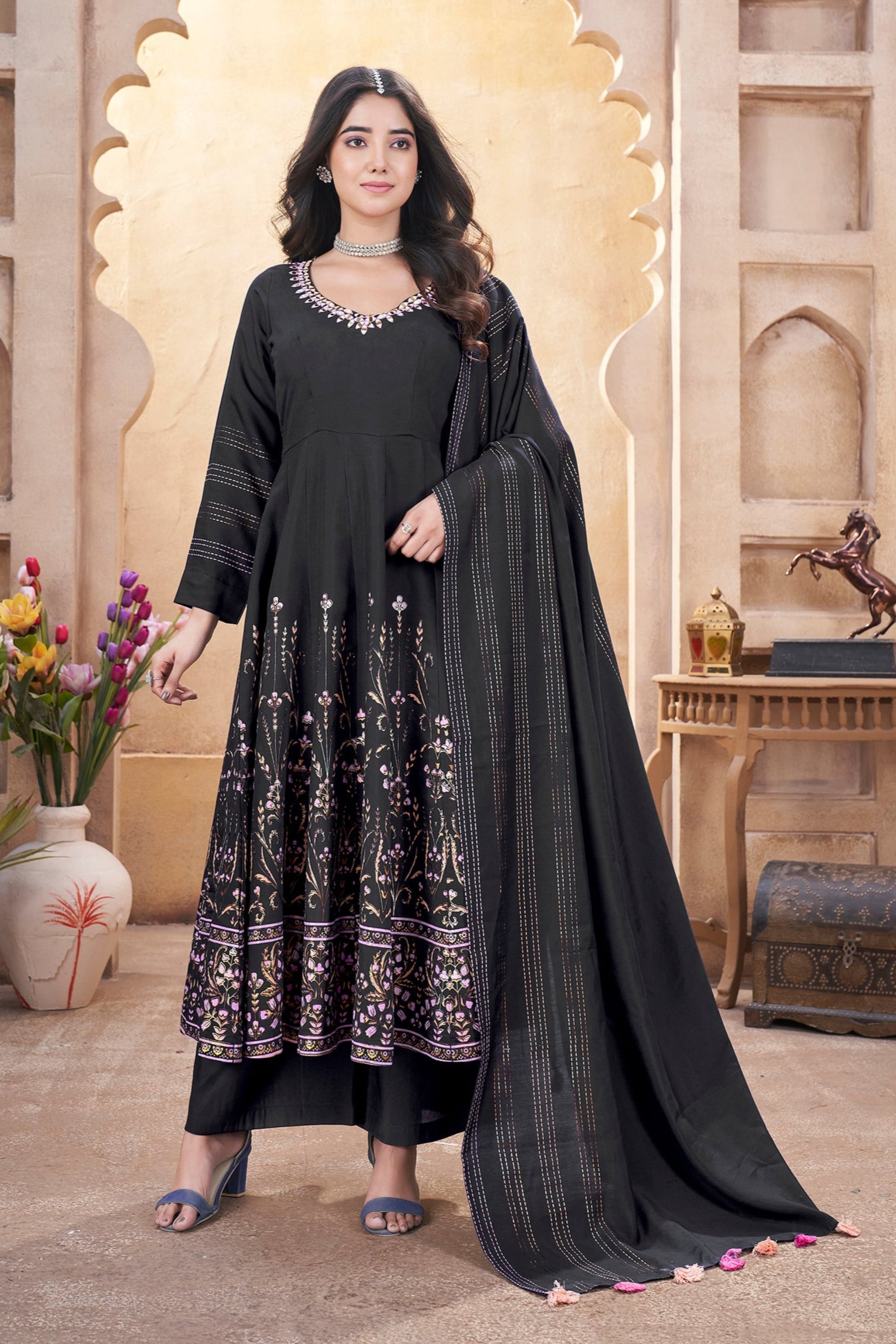 Bridal Anarkali gown with dupatta shipped from USA 
