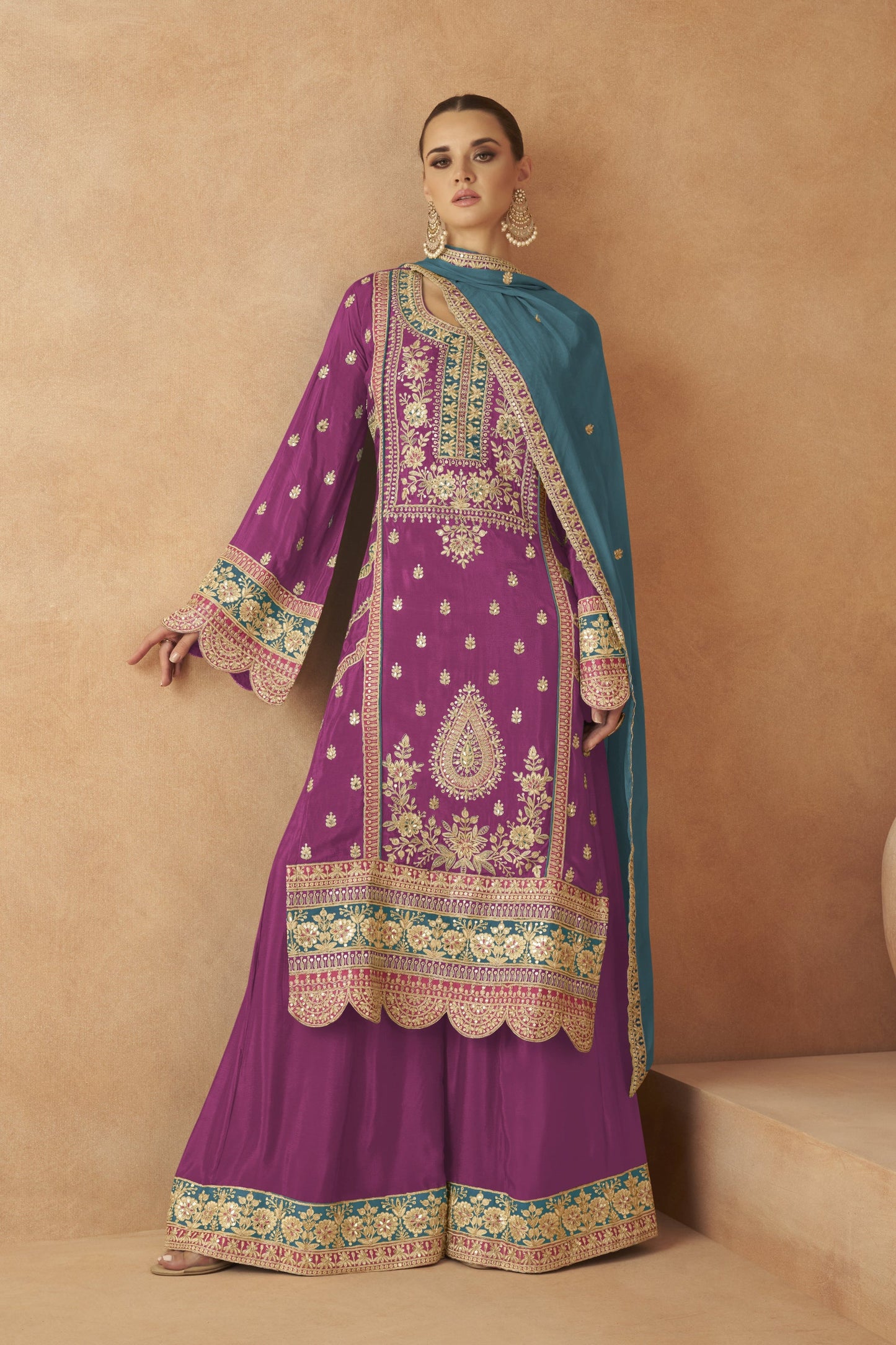Heavy embroidered Anarkali suit for women USA 