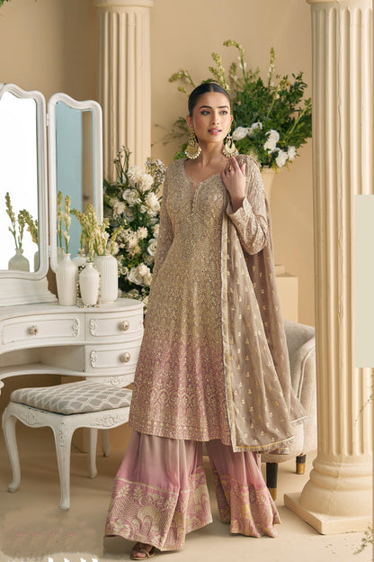 Embroidered Georgette Dupatta Dress Set - Pakistani Wedding Outfit For Women USA
