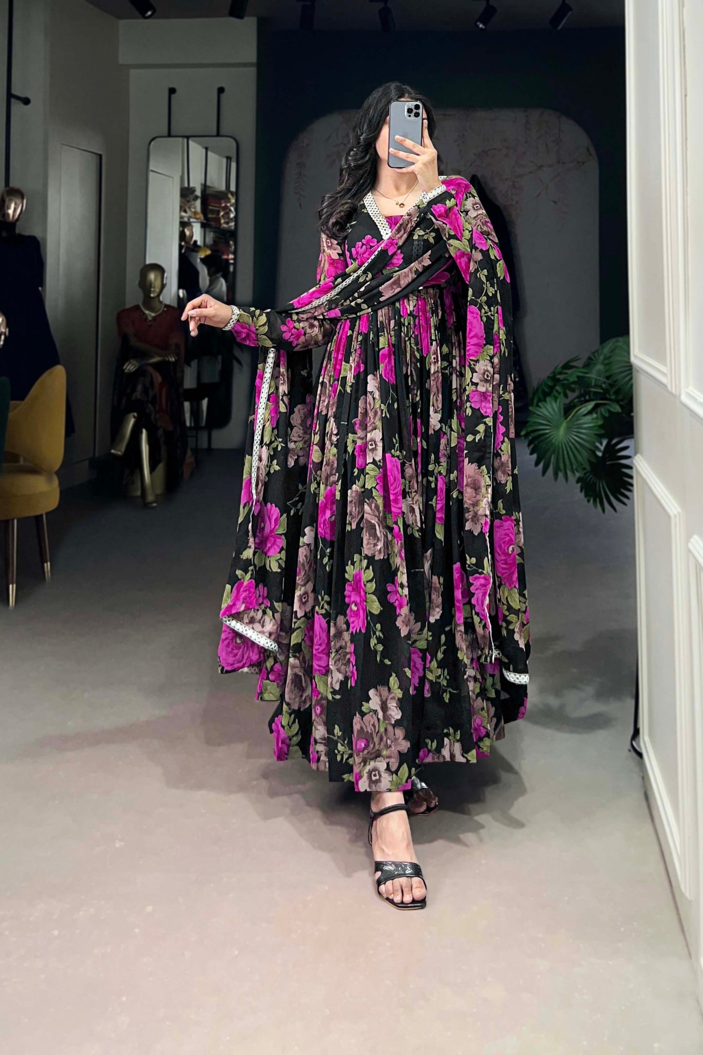 Wedding Designer Purple Anarkali Party Wear Traditional Gown With Dupatta Suit 