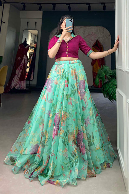 Stitched Organza Lehenga with Blouse for Wedding & Party Wear