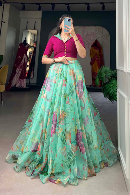 Stitched Organza Lehenga with Blouse for Wedding & Party Wear