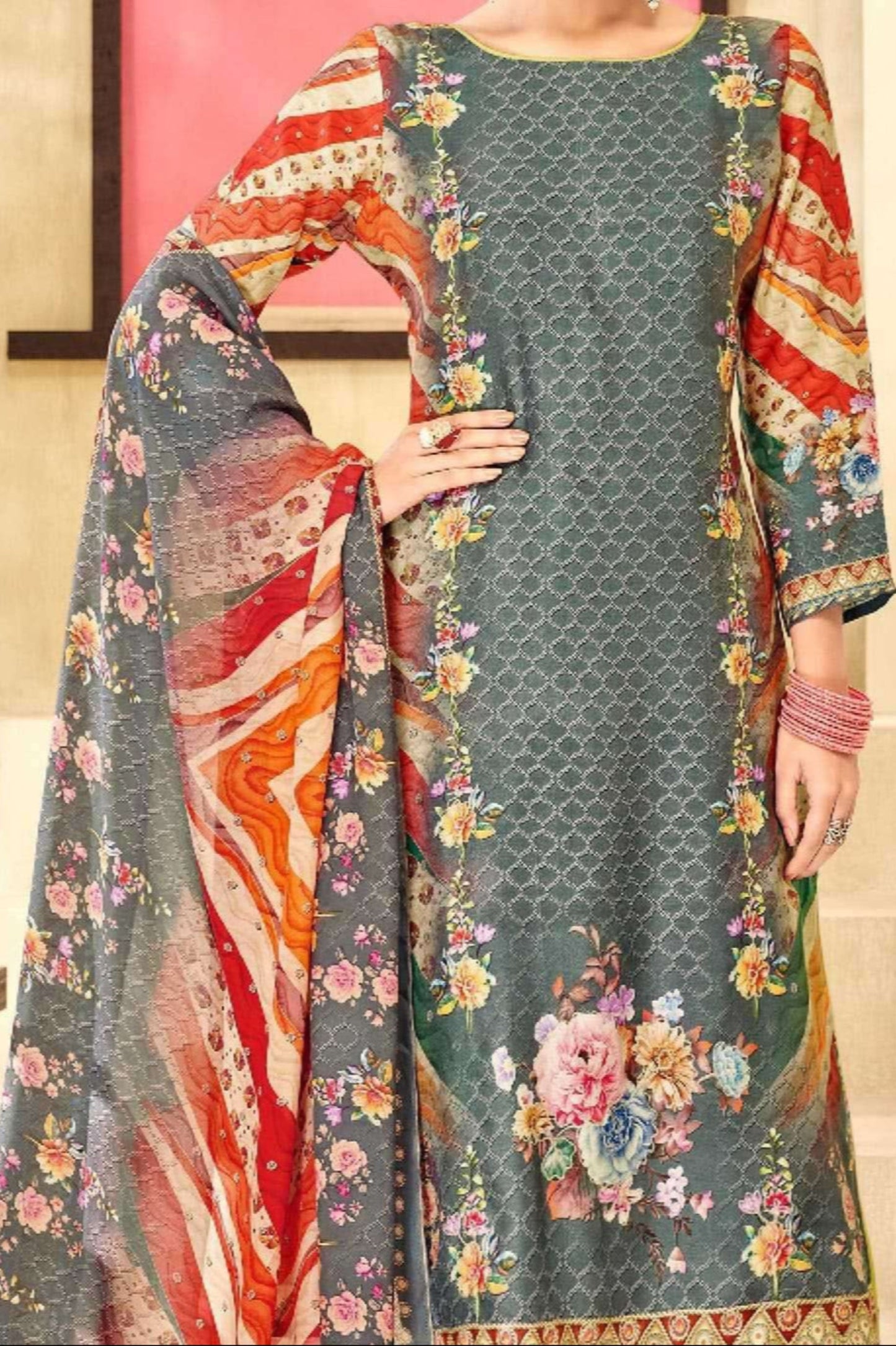 Pakistani Cotton Designer Bandhani Printed Work Salwar Kameez Suit
